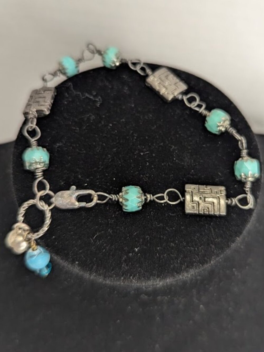 Silver toned and turquoise bracelet